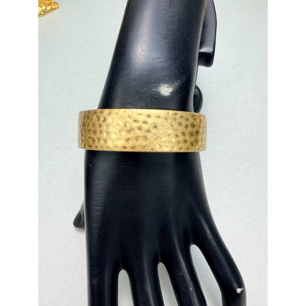 Madewell Gold Tone Over Brass Bangle Bracelet Hammered 7.5”
